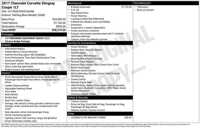 2017 Chevrolet Corvette 1LT