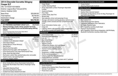 2014 Chevrolet Corvette Stingray 2LT