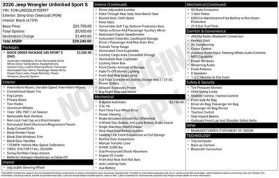 2020 Jeep Wrangler Unlimited Sport S