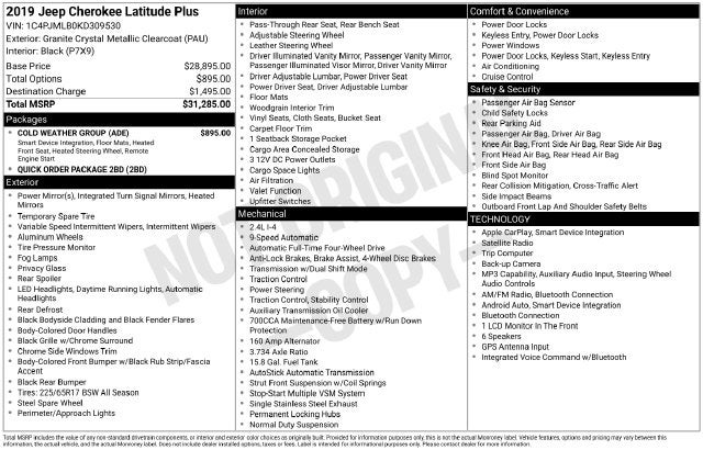 2019 Jeep Cherokee Latitude Plus