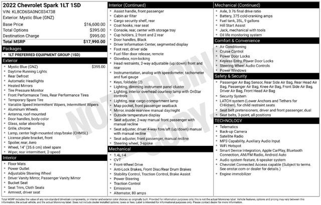 2022 Chevrolet Spark 1LT