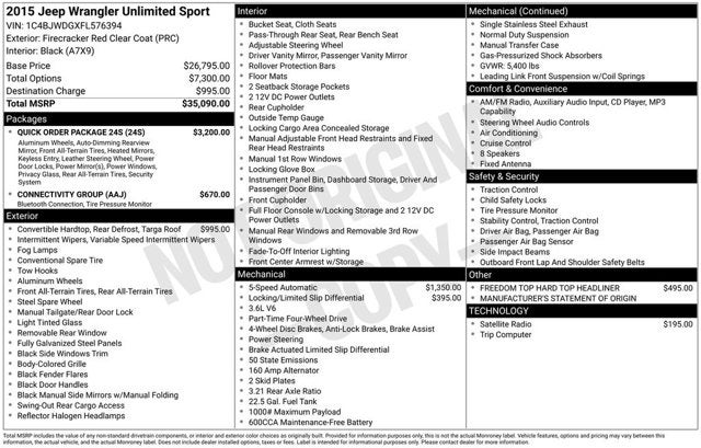 2015 Jeep Wrangler Unlimited Sport