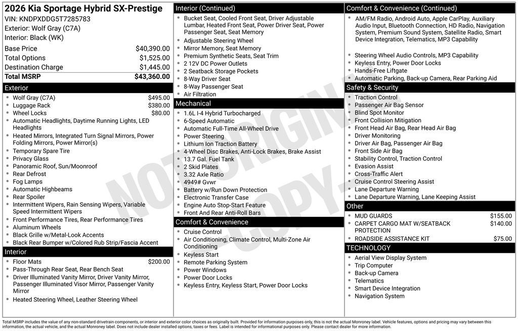 2026 Kia Sportage Hybrid SX-Prestige