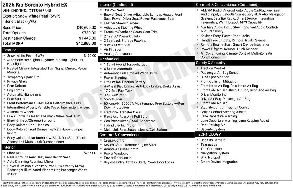 2026 Kia Sorento Hybrid EX