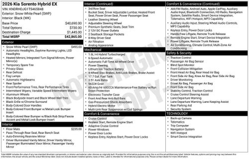 2026 Kia Sorento Hybrid EX