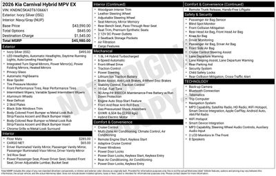 2026 Kia Carnival Hybrid EX