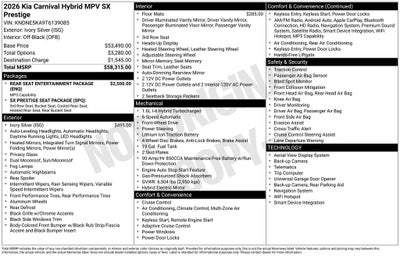 2026 Kia Carnival Hybrid SX Prestige