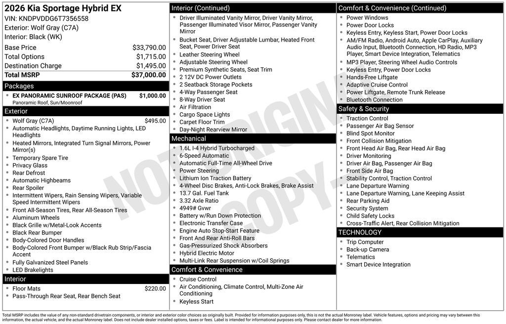2026 Kia Sportage Hybrid EX