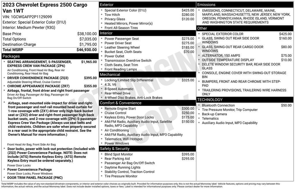 2023 Chevrolet Express Cargo 2500 WT