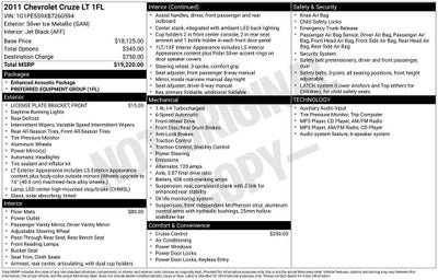 2011 Chevrolet Cruze LT w/1FL