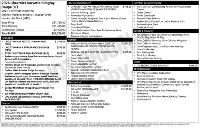 2026 Chevrolet Corvette Stingray 3LT