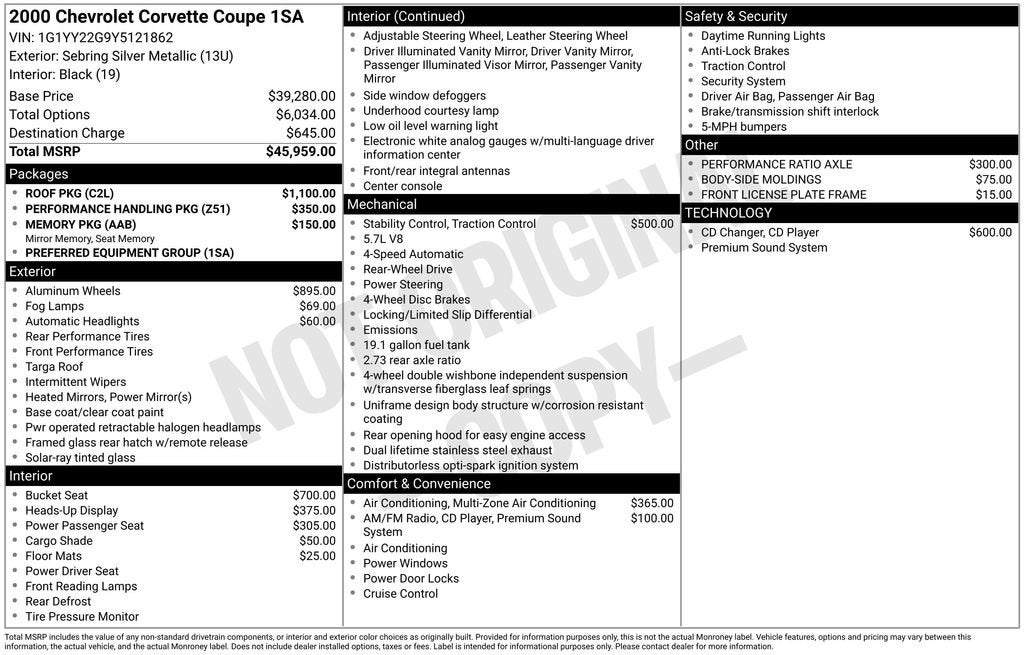 2000 Chevrolet Corvette Base