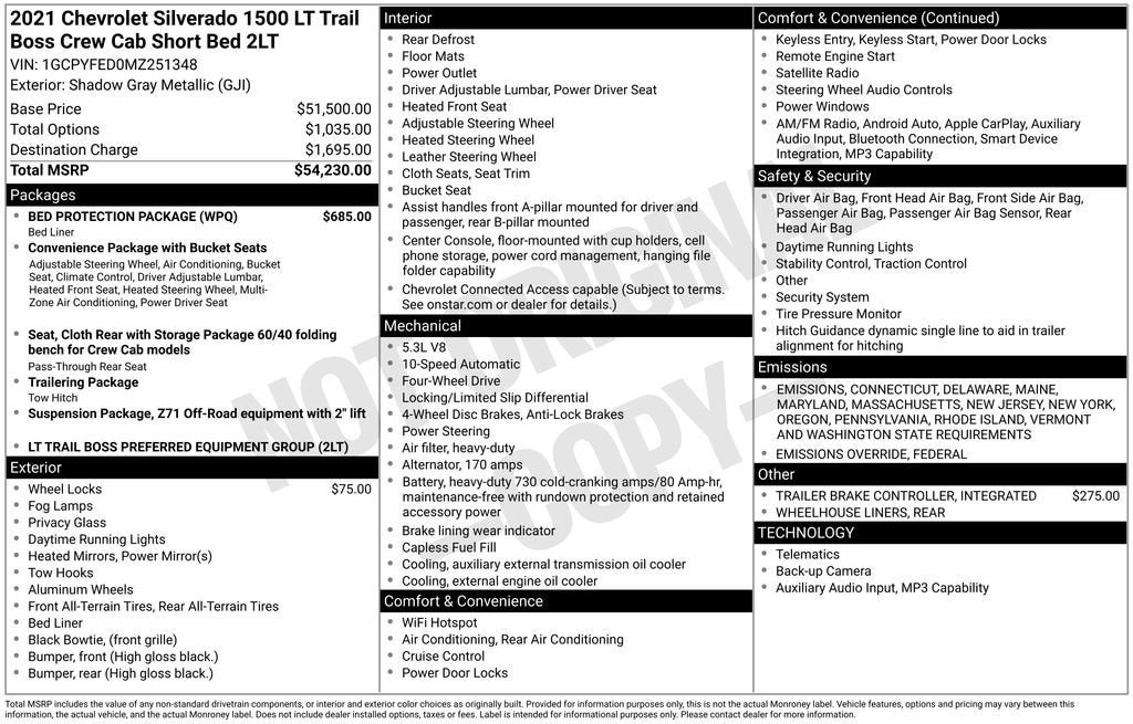 2021 Chevrolet Silverado 1500 LT Trail Boss