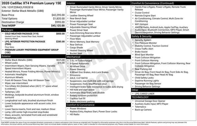 2020 Cadillac XT4 AWD Premium Luxury